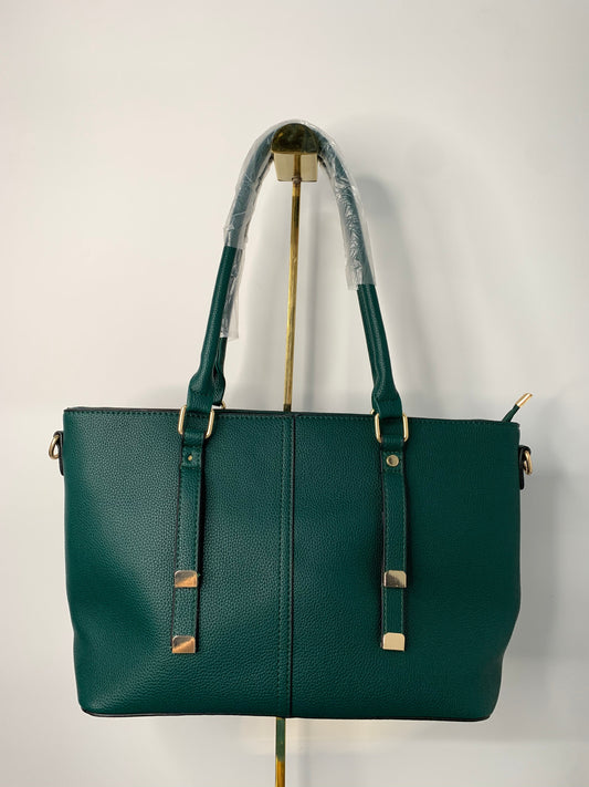 [YX] Leather lace bag dark green