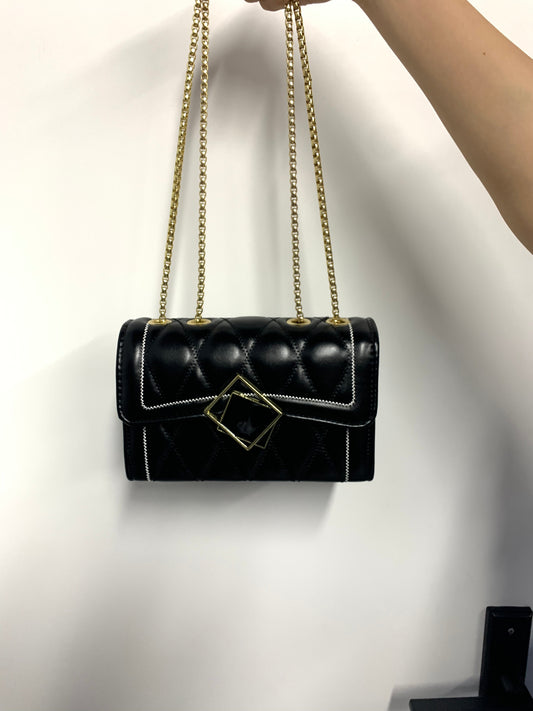 [YX] Gold frame decoration black bag