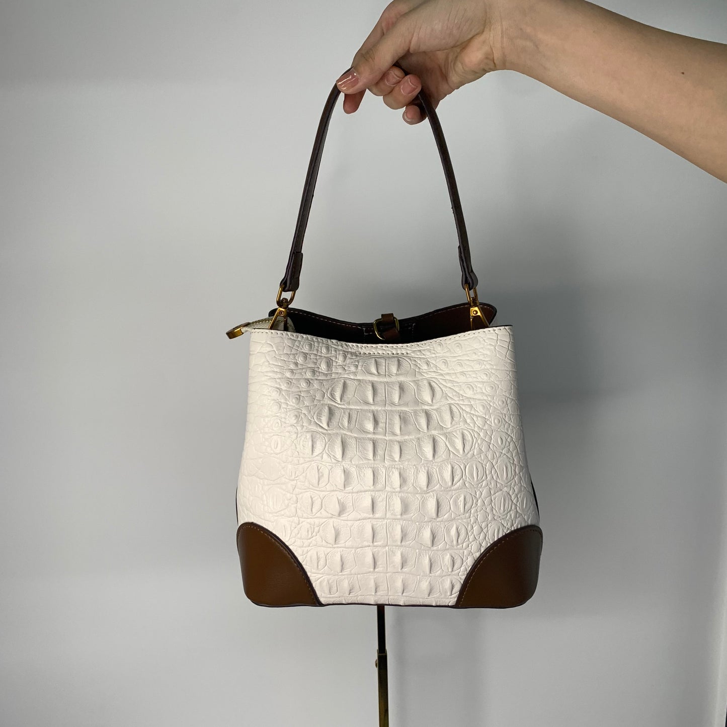 [YX] White brown bag