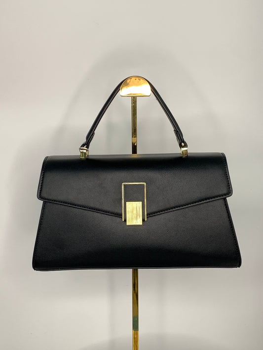 [YX] Gold trim black leather bag