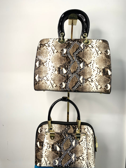 [YX] Serpentine leather bag with diamonds