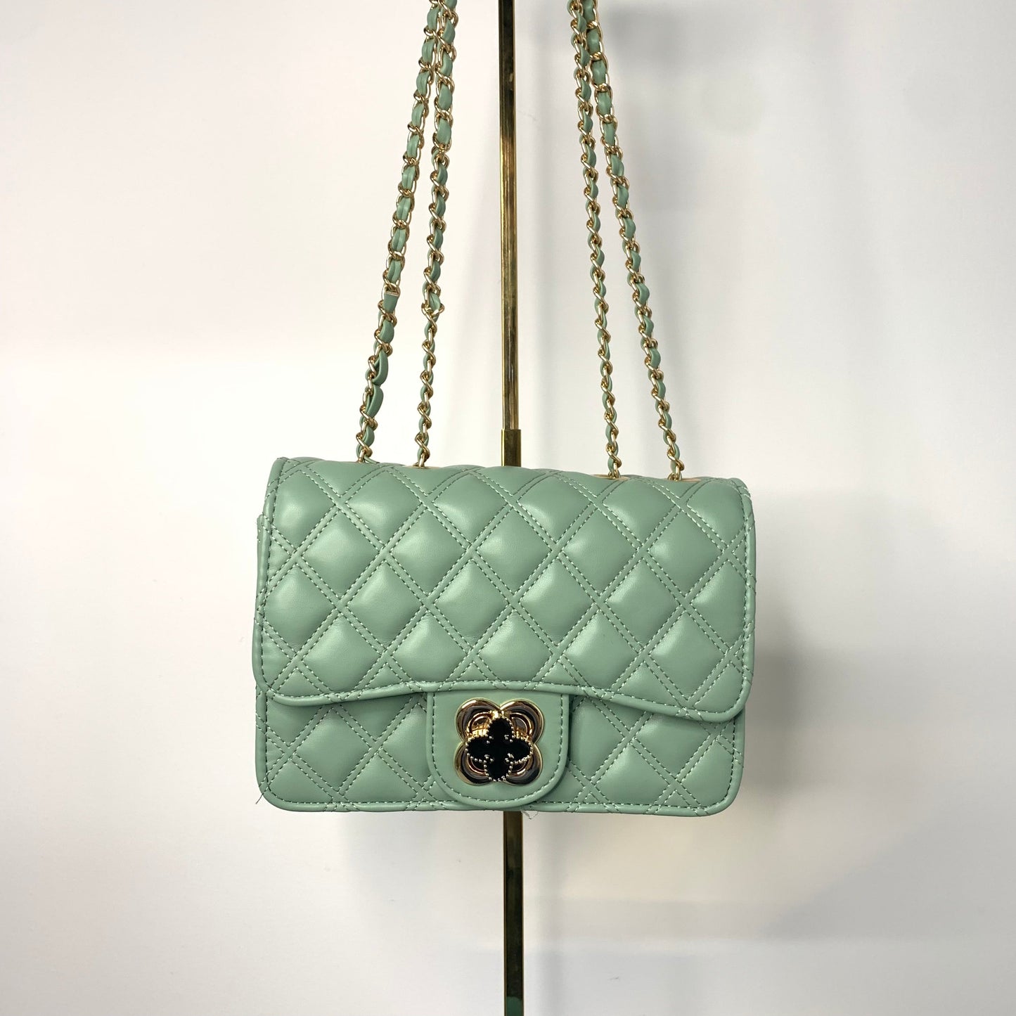 [YX]Dark green lattice bag-1