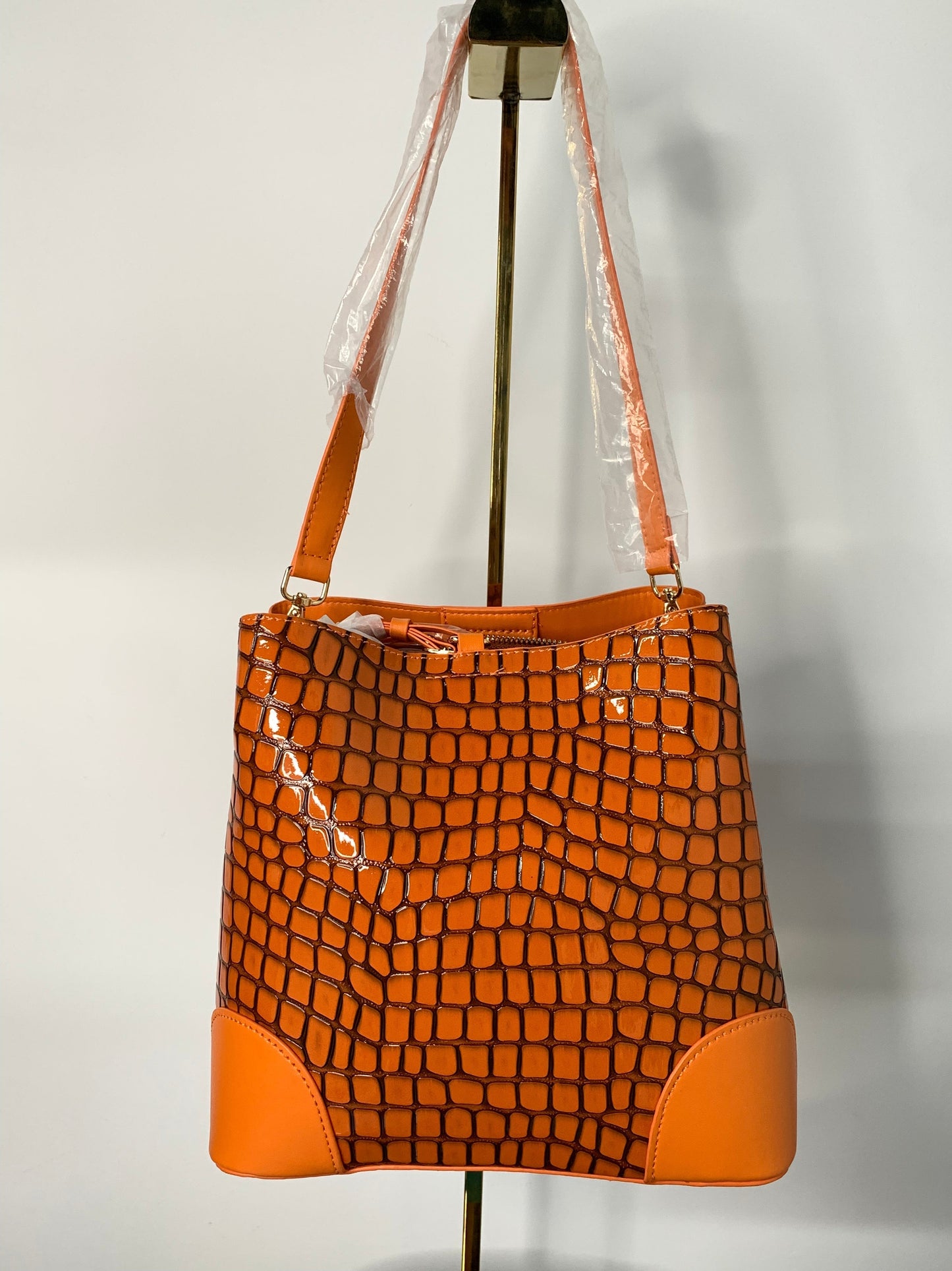 [YX]Orange lattice Bag-1