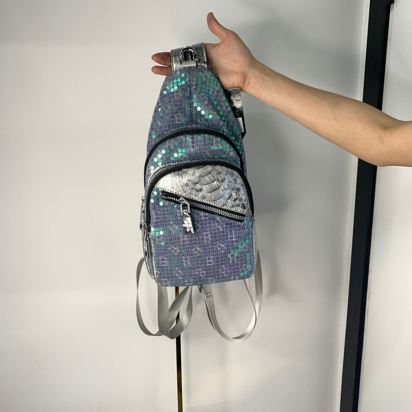 [YX]Bright bead piece blue bag